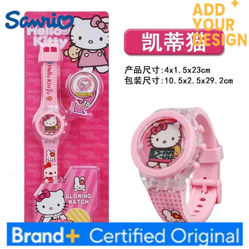 Sanrio Hello Kitty Child Glow Cartoon Electronic Watch Action Figure Kuromi My Melody Cute Luminous Toy Watch Kids Gifts Boxed H251223