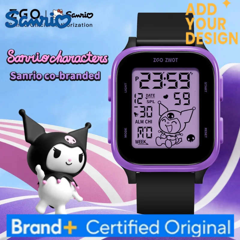 Sanrio Kuromi Kids digital watch For girls Square Sporty Waterproof Electronic watch Alarm clock Gift 878 H251223