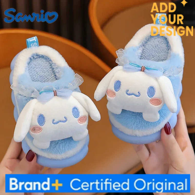 Sanrio Winter Warm Cute Cartoon Indoor Mule Soft Non-slip Fluffy Slippers For Kids Teen Boys Girls Children Home Cotton Shoes Size 24-4 H2512231
