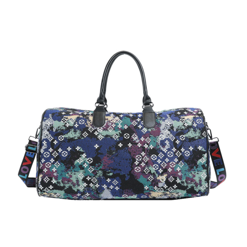 2025 New Classic Fitness Large Capacity Fashionable Trendy Printed Travel Bag For Woman and Man blue black