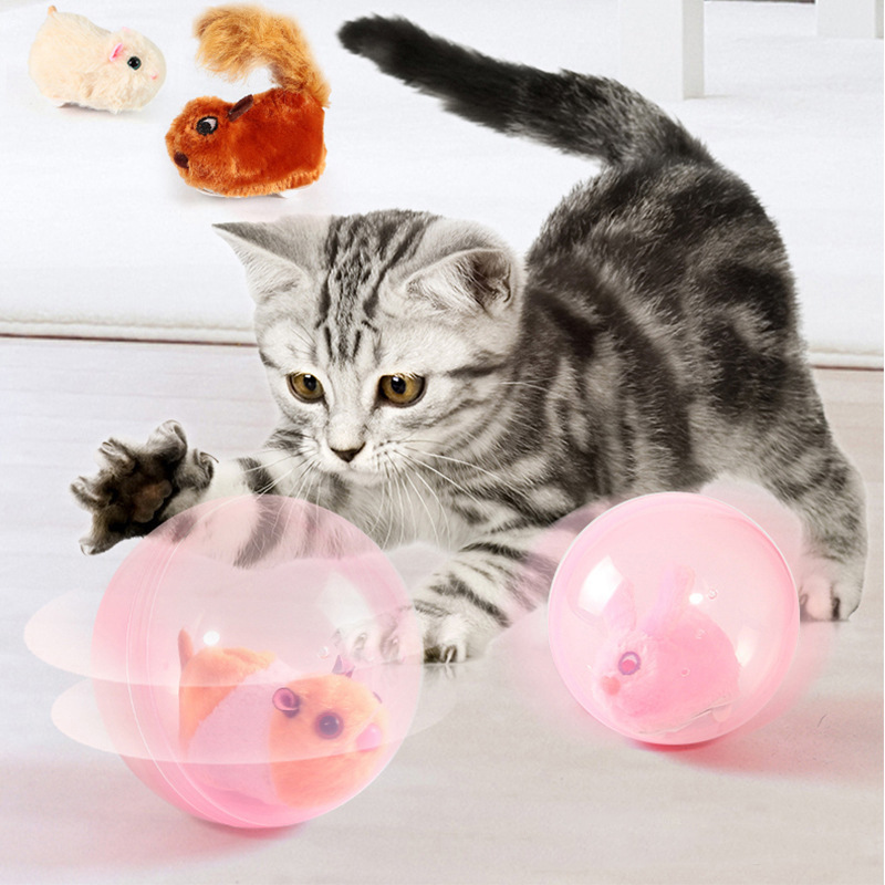 Cat toy imitating real hamster and white rabbit electric rolling ball entertainment and amusement ball toys for cats