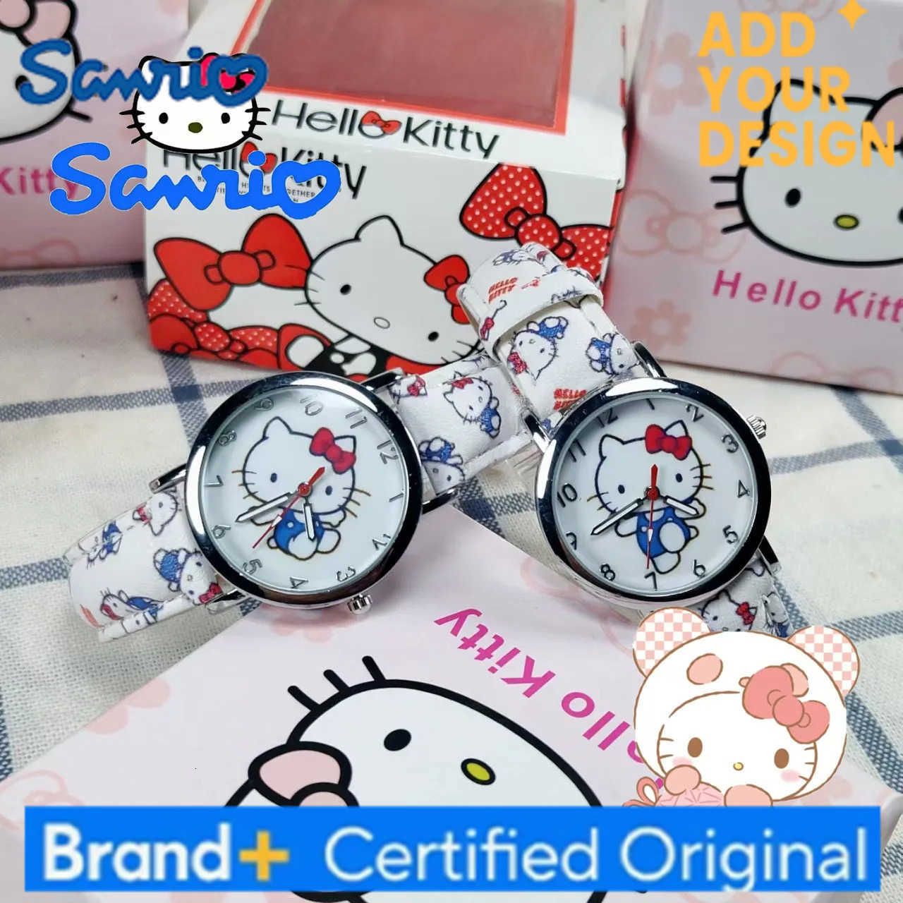 Sanrio Womens Watches hello kitty Cartoon Watch alloy watch case Quartz Wristwatches leather strap For Girls birthday gift H251223