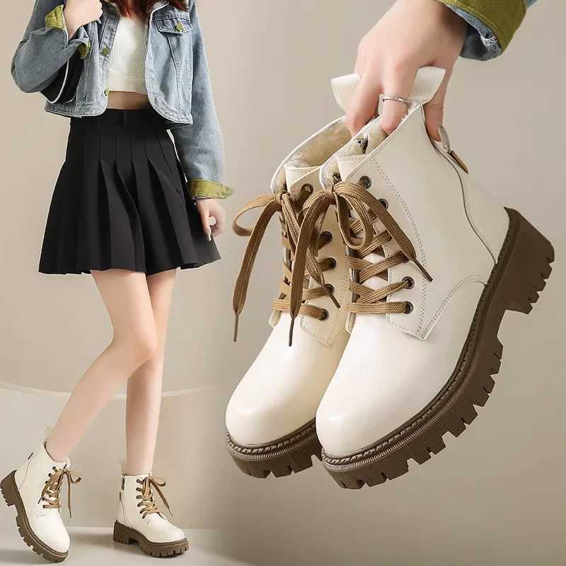 Fashion Women Boots Luxury British Style Women Ankle Boots Comfort Non-Slip Thick Sole Shoes High Quality Women Motorcycle BootsT251223