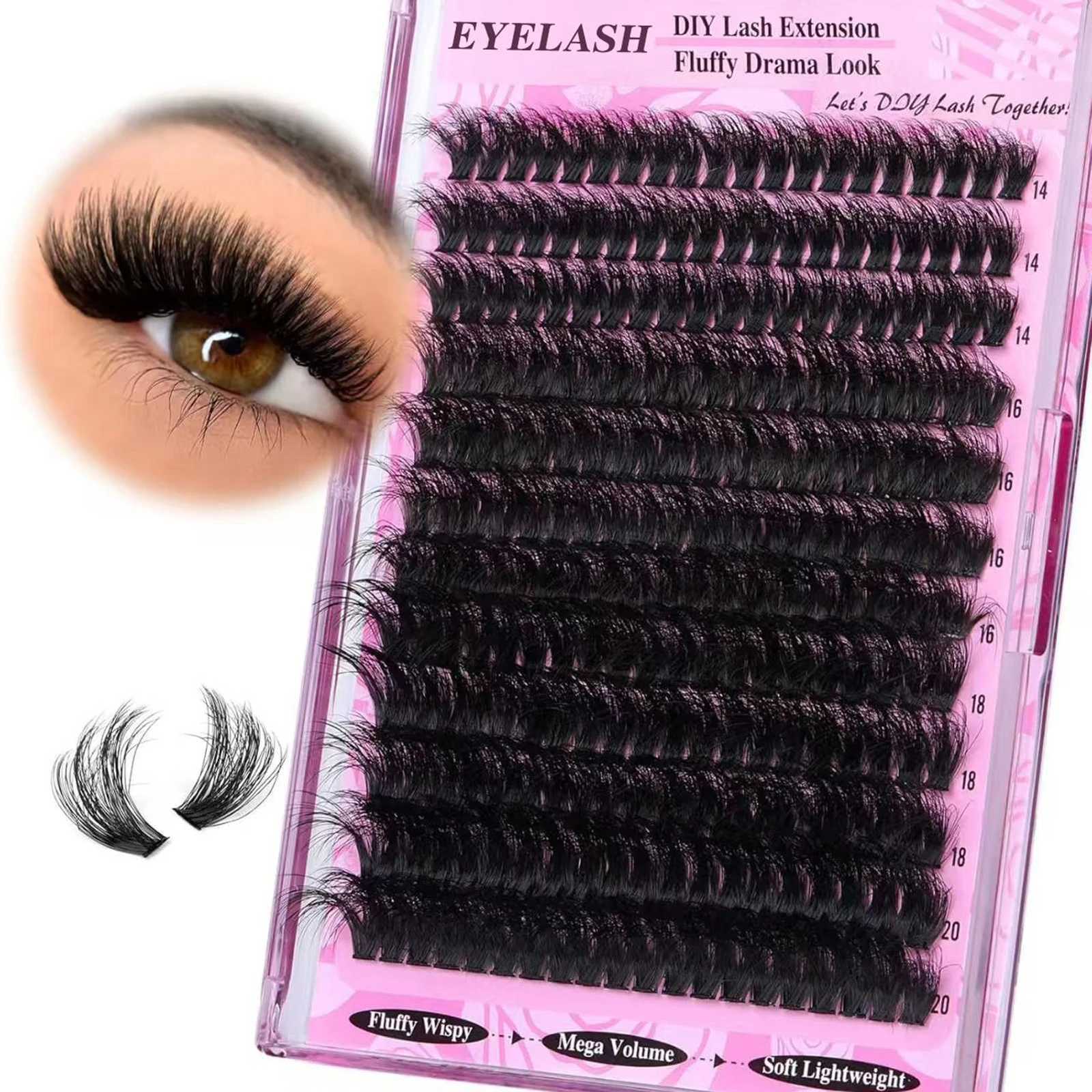 Fluffy thick Lashes Individual clusters 200D Cosplay Faux mink lash extenstions manga false eyelashes 14-20mm natural eyelashT251223