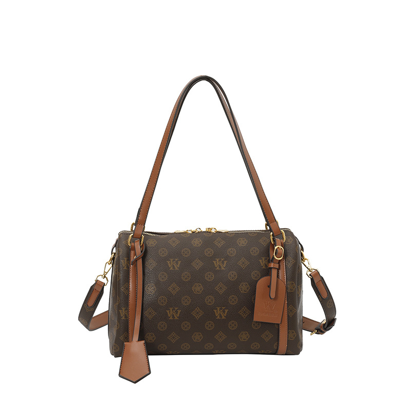 WK high-end fashion cylinder bag women's 2025 new retro printed pillow bag shoulder bag oblique span bag women