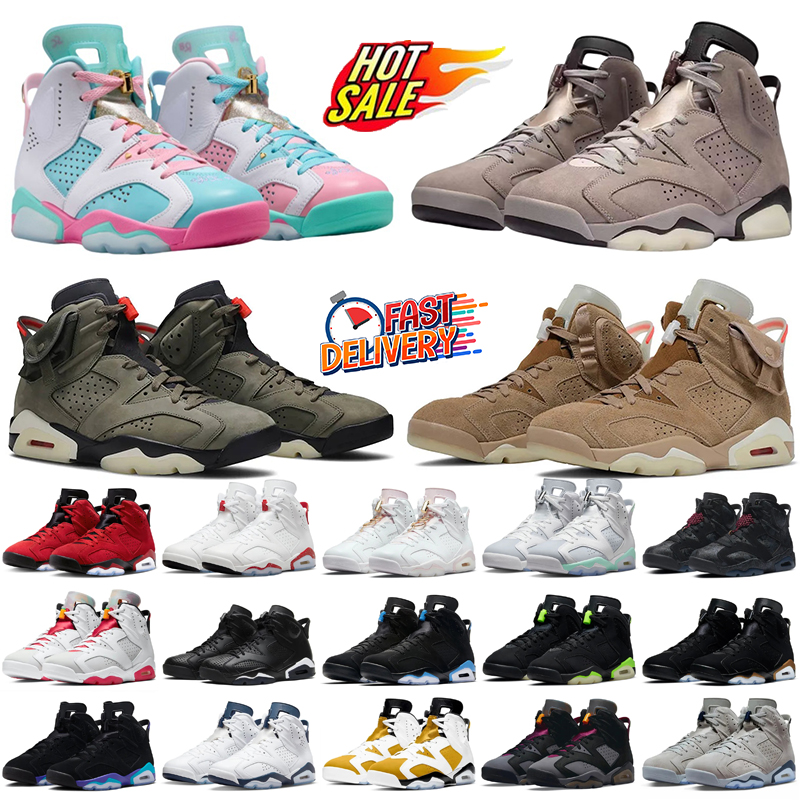 Designer 6s basketball shoes Men Aqua Toro Bravo Yellow Smokey Mauve Cool Grey Georgetown Metallic Silver UNC Red Oreo Khaki trainers sports sneakers Eur 36-47