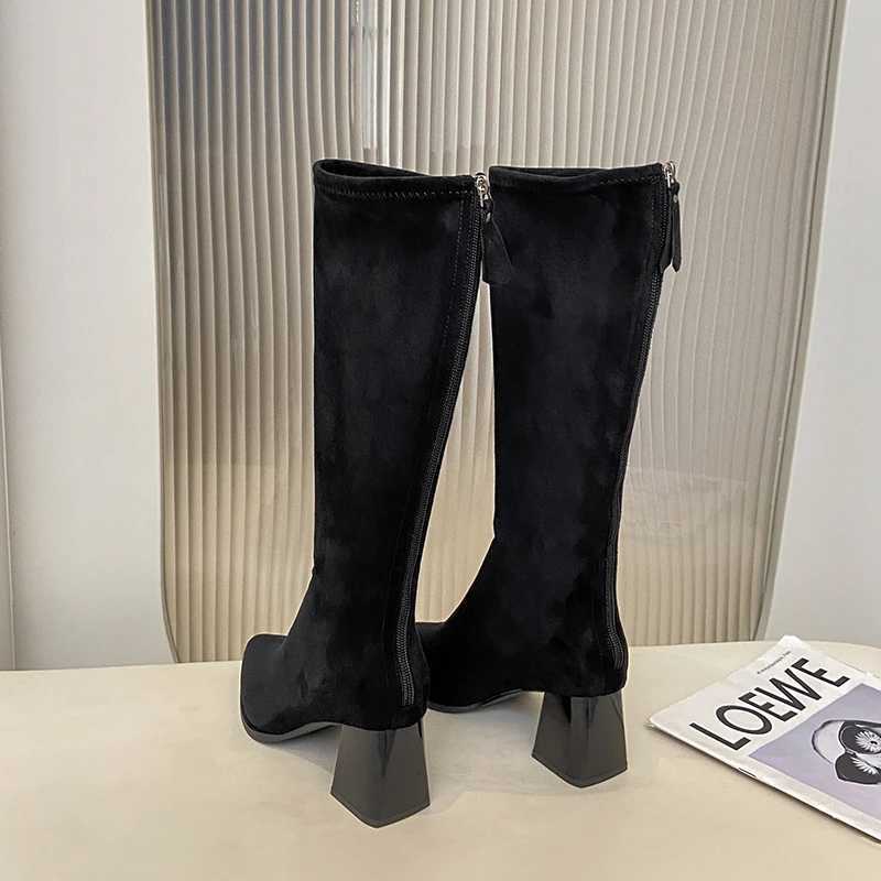 Autumn Winter Sued Women Loots Boots Fashion Pointed Toe Shoes Street Style Party Stripper Female Thick Heel High BootiesT251223