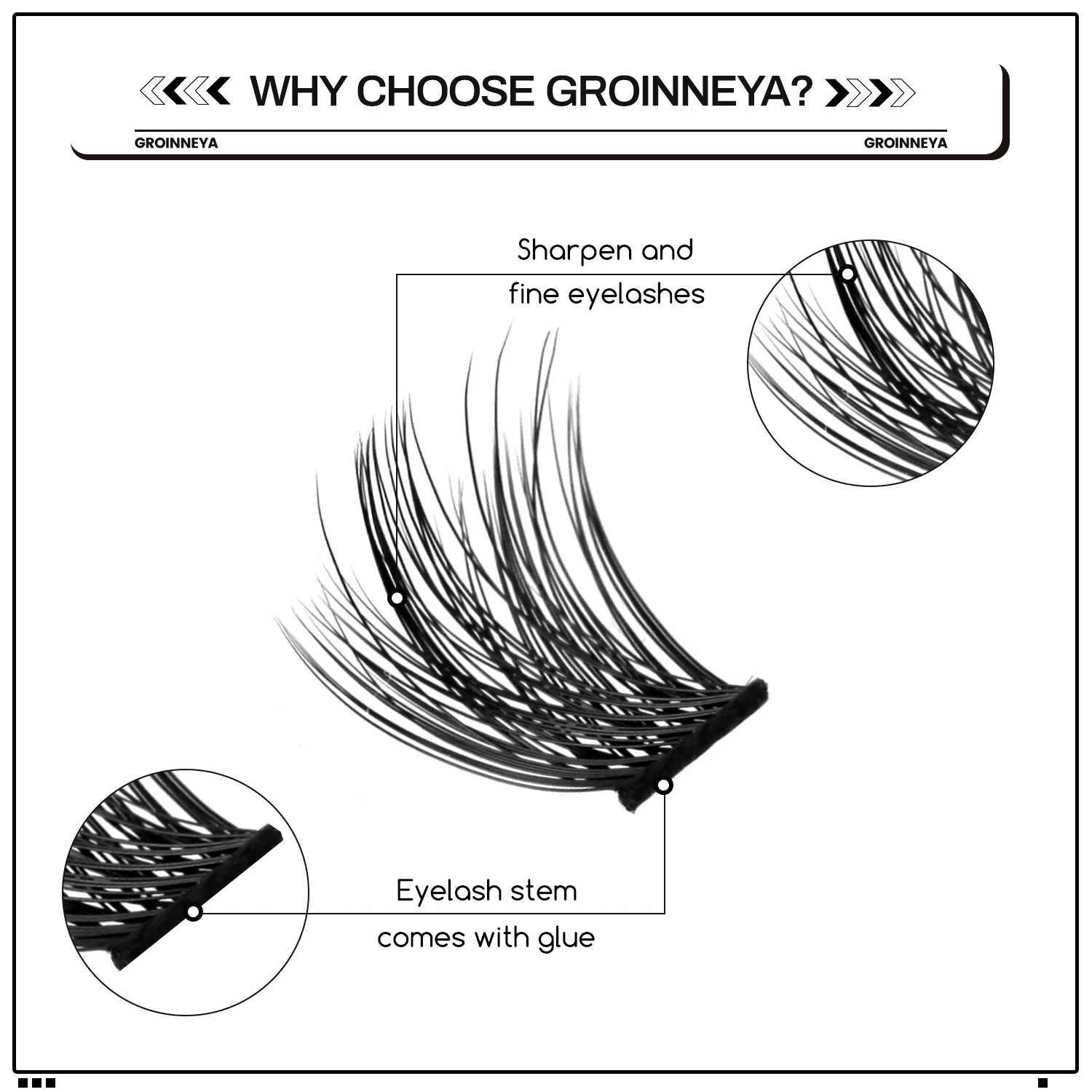 GROINNEYA DIY Lash Clusters Kit Individual False Eyelashes Wispy Cluster Mink Lashes Extension with Lash Bond and Seal MakeupT251223