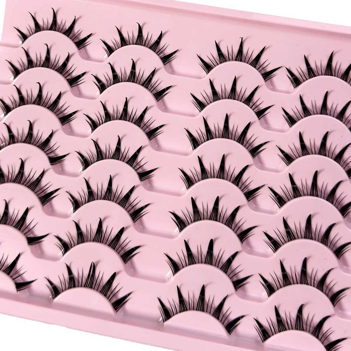 5/7/14Pairs Manga Lashes with Clear Band Japanese Anime Cosplay Eyelashes Spiky Wet Look Lashes Asian False Eyelashes ClustersT251223