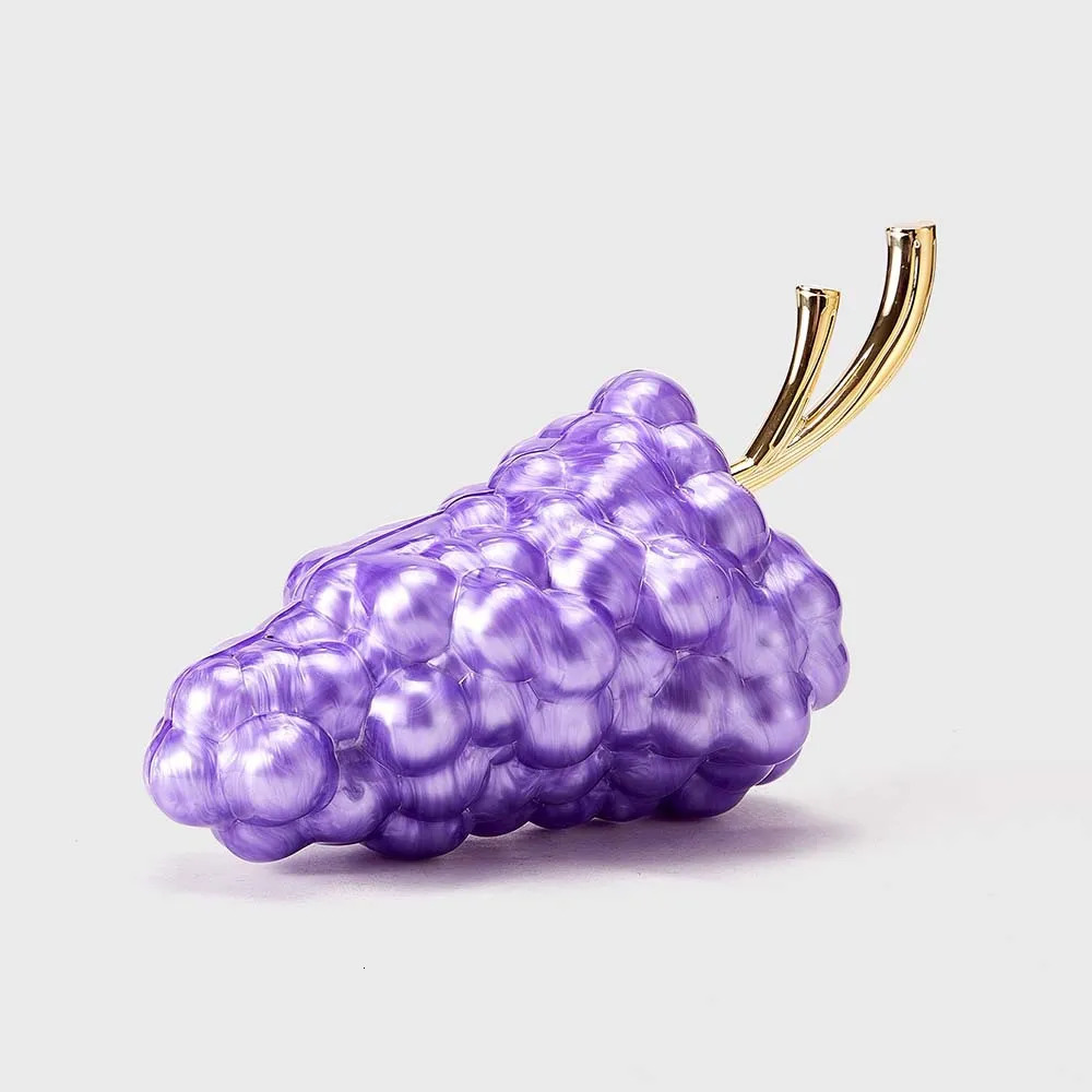 Grapes shaped Clutch Bag Acrylic clutch bag women wedding evening party cute ivory pearl red purple color purse handbag 251217 - view 4