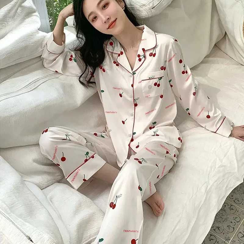 Ice Silk Pajamas Women Long Sleeve Lace Green Premium Sense Two Piece Sweet Homewear Love Blue 251222