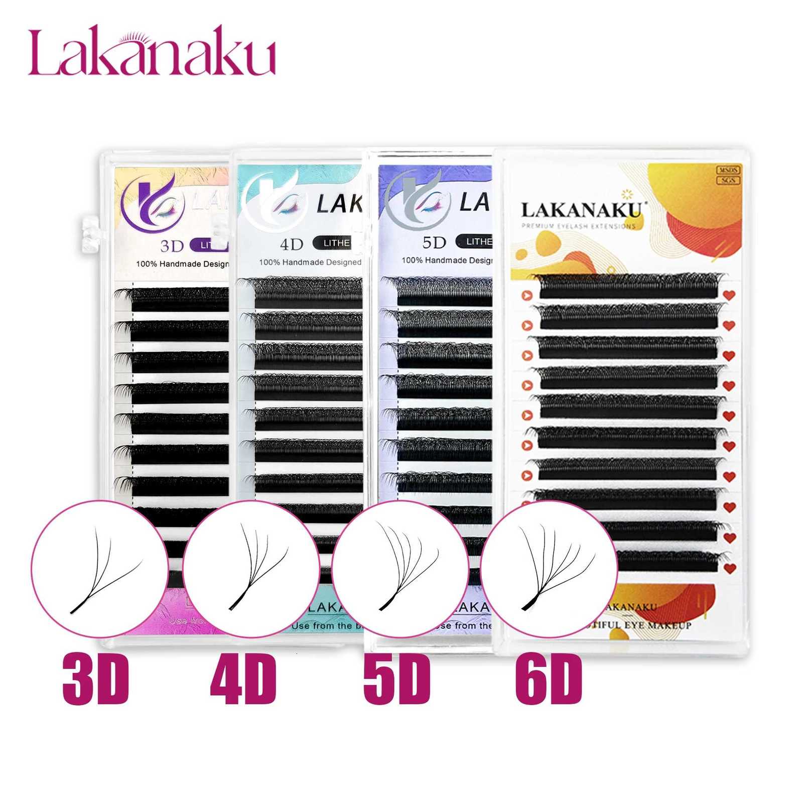 LAKANAKU Cilios YY 3D 4D 5D 6D 7D 8D W Clover 5d Lash Extensions Ciglia Volume Brasileiro Y Shape EyelashesT251223