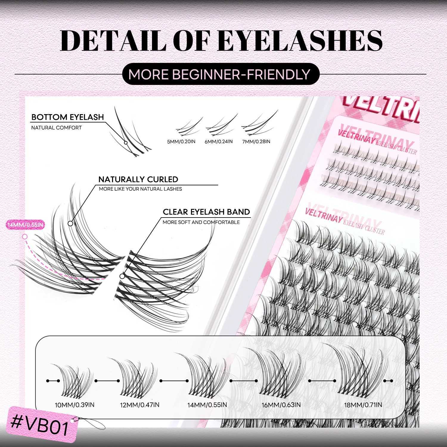 Veltrinay Lash Clusters Invisible Band Eyelash Clusters Upper Bottom Eyelashes Eye Lashes Natural Look DIY Eyelahes MakeupT251223