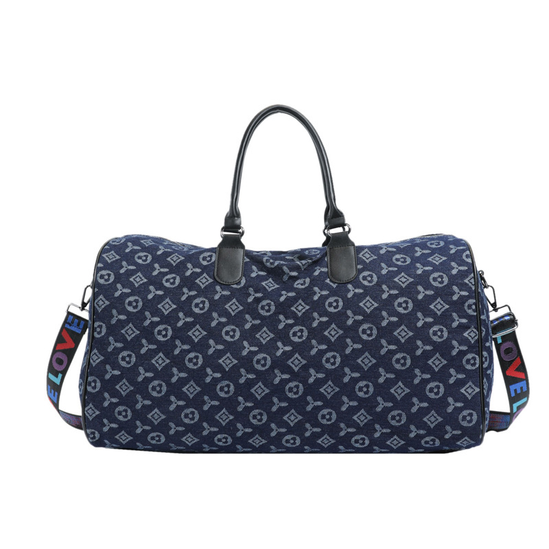 2025 New Classic Fitness Large Capacity Fashionable Trendy Printed Travel Bag For Woman and Man blue black