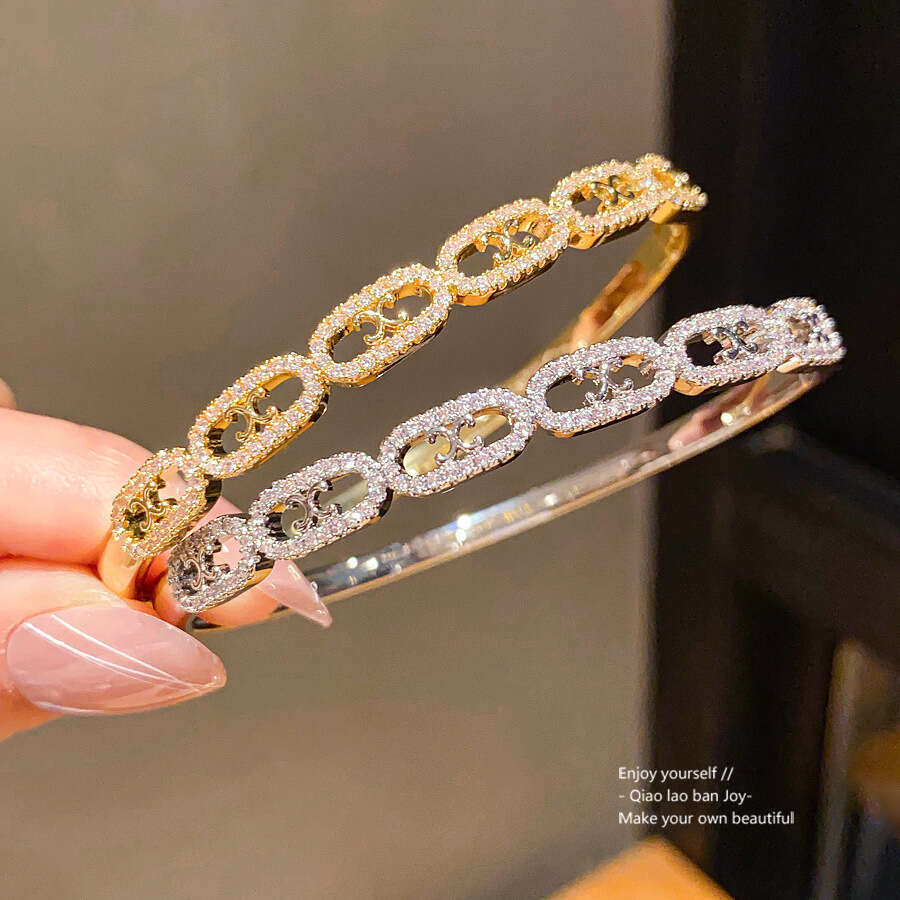 18K bracelet Plated Zircon Oval Clasp Niche Fashion Versatile Bracelet Light Luxury High-End Feel Jewelry