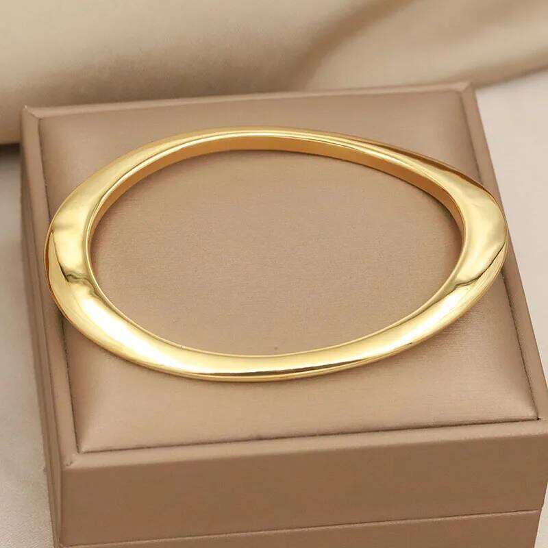 316L Classic Stainless Steel Metal Irregular for Women Elegant Bangles Rust-proof Bangle Wrist Jewelry 25L1223