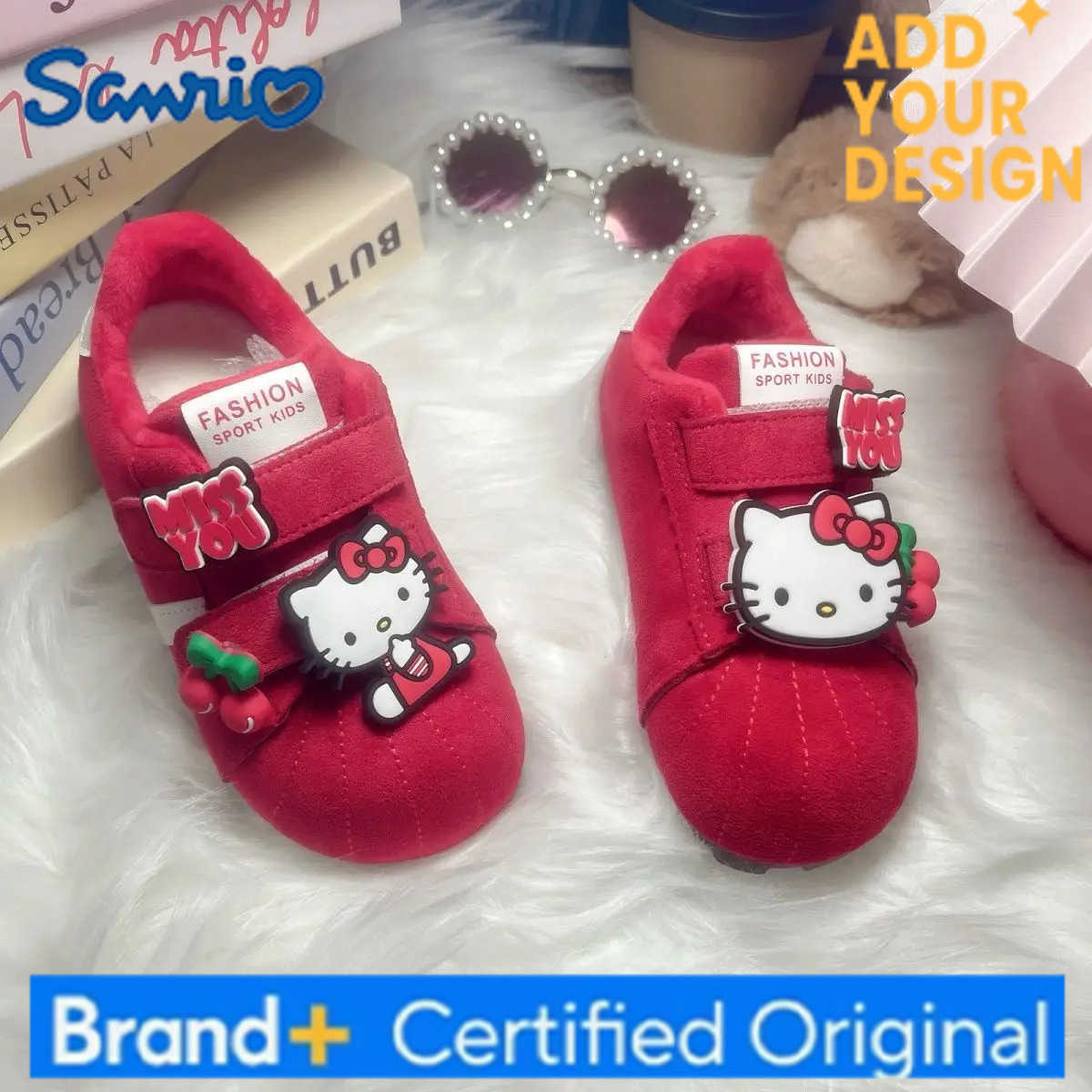 Sanrio Hello Kitty Autumn and Winter Kids Sports Shoes Fleece Lined Girls Board Shoes New Warm Casual Shoes Children Sneakers H251223