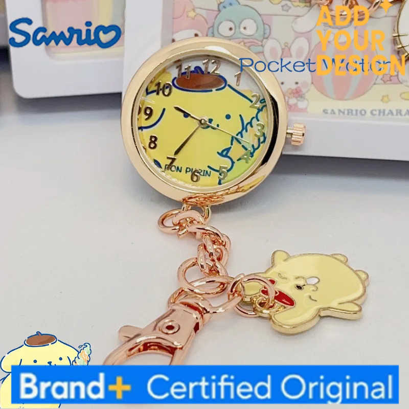 Sanrio Anime Hello Kitty Keychain Pocket Watch Girls Student Kuromi Cinnamoroll Fashion Children Gifts Quartz Watches Ornaments H251223