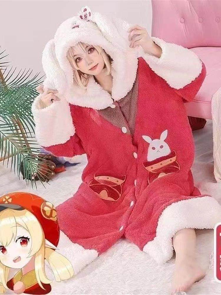 Women's Robe Kawaii Genshin Impact Plush Toys Scaramouche Ganyu Klee Plush Pajamas Soft Stuffed Home Clothes Robe Cute Men Women Night Cloth 2312