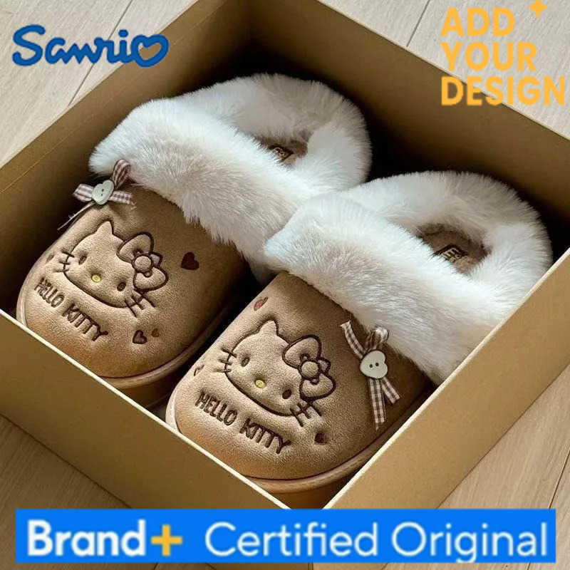 Sanrio Kawaii Hello Kitty Cotton Slippers for Girls Home Outdoor Plush Warm Comfortable Thickened Cotton Slippers Cute Gift H251223