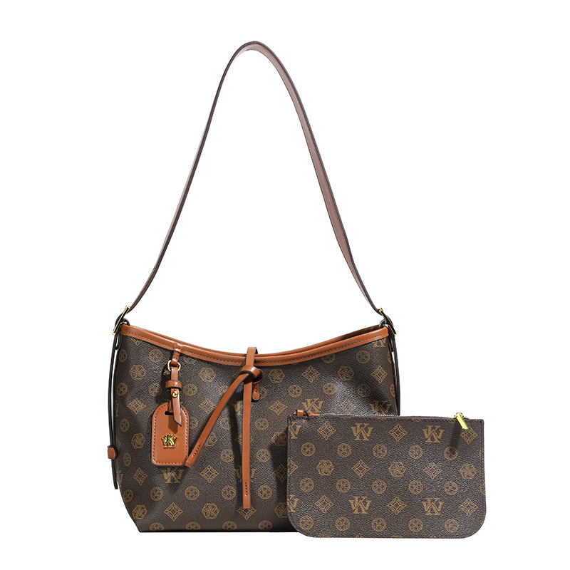 WK high-end fashion tote bag women's 2025 new retro printing large-capacity bag niche shoulder bag oblique span bag