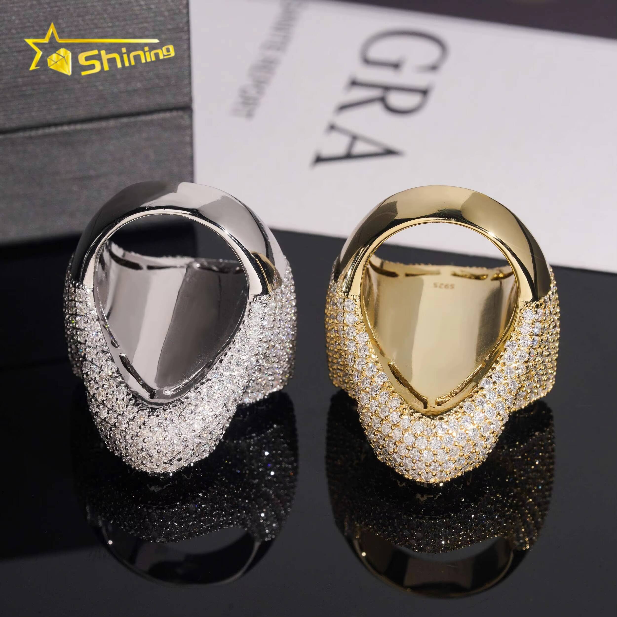 Hip Hop Fully Iced Out VVS Moissanite Cross Ring GRA Fine Jewelry Gold Plated Men Moissanite Engagement Ring