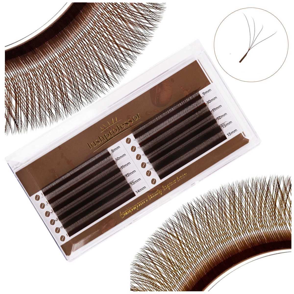 Medium Brown/Dark Brown W Style Faux Mink Eyelash Extension Natural Soft Premade Fans Brown 4D Fairy Clover Lash Tray MakeupT251223