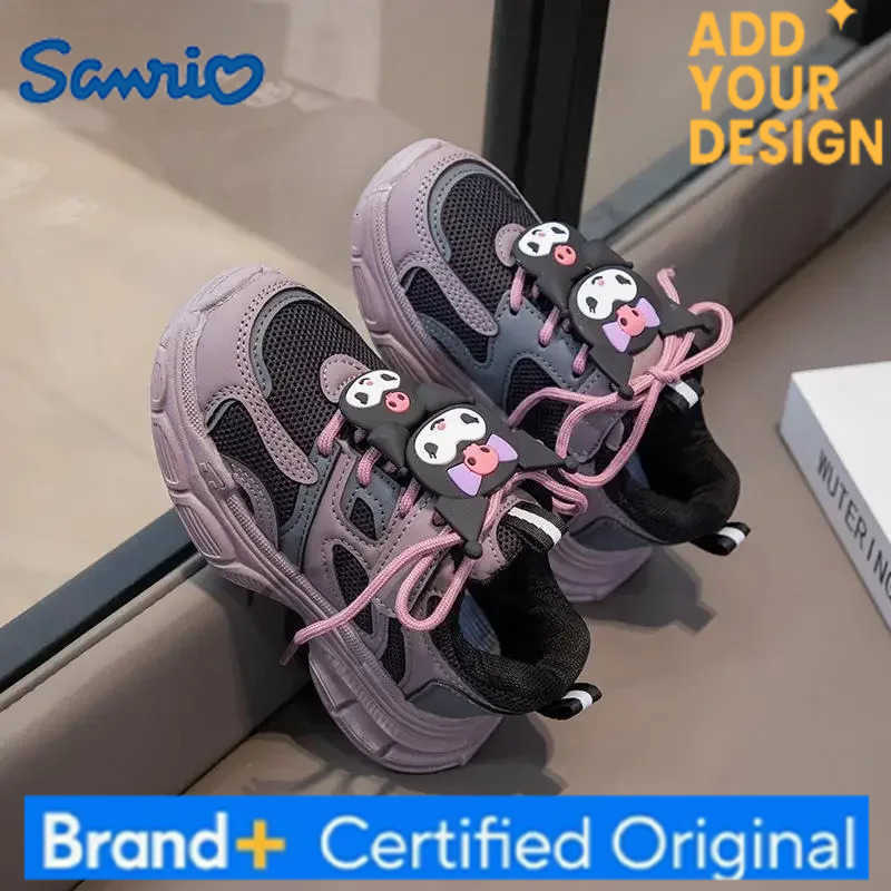 Sanrio 2025 Autumn New Children Sneakers for Girls Fashion Cute Kuromi Soft Comfortable Thick Sole Casual Light School Sports Shoes H251223