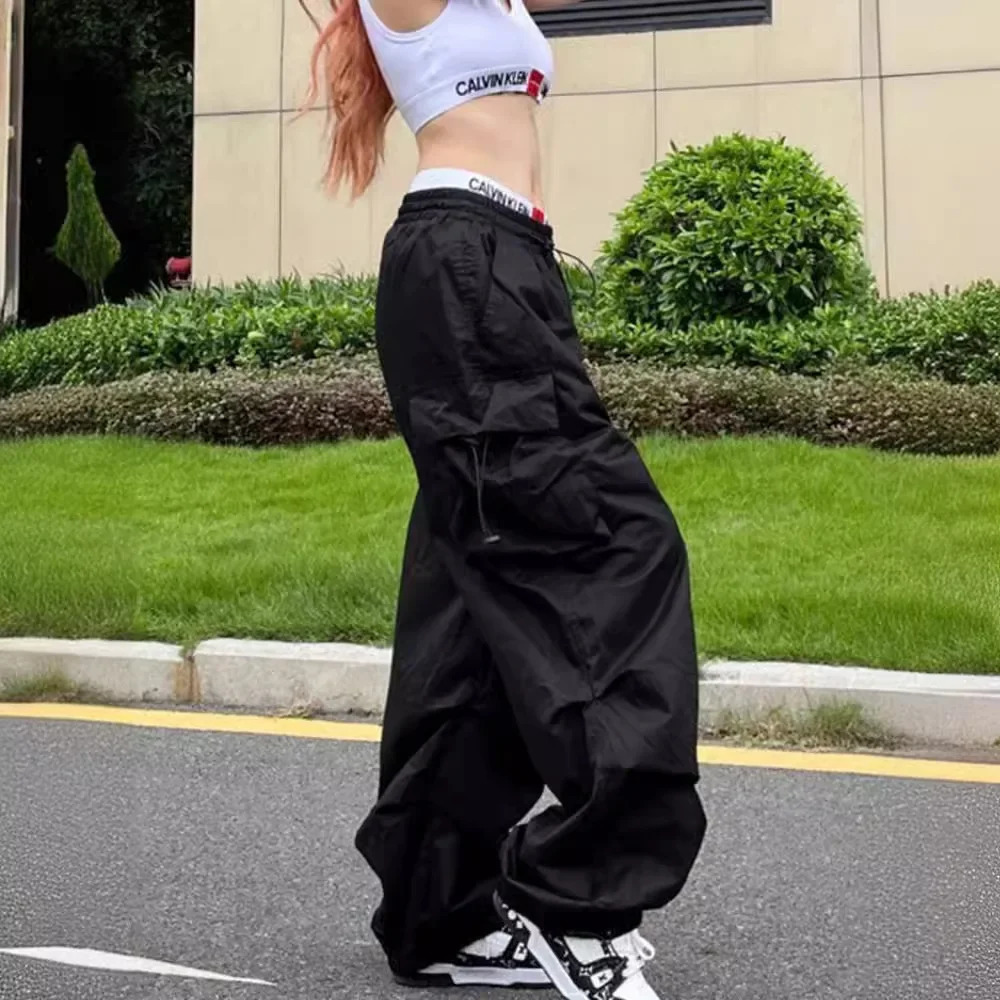 Vintage American Style Loose-Fit Straight-Leg Cargo Pants Sensibility Pocket For Men And Women Summer Y2K Trousers Wide Leg Casu 251222
