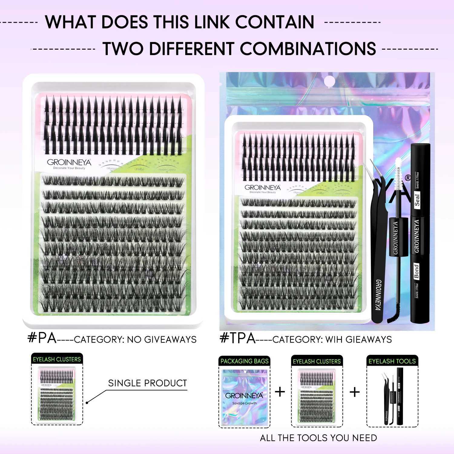 GROINNEYA Lash Clusters Kit DIY Manga Cluster Lashes Set Spikes Lashes Cluster Extension Full Set Individual Eyelashes MakeupT251223