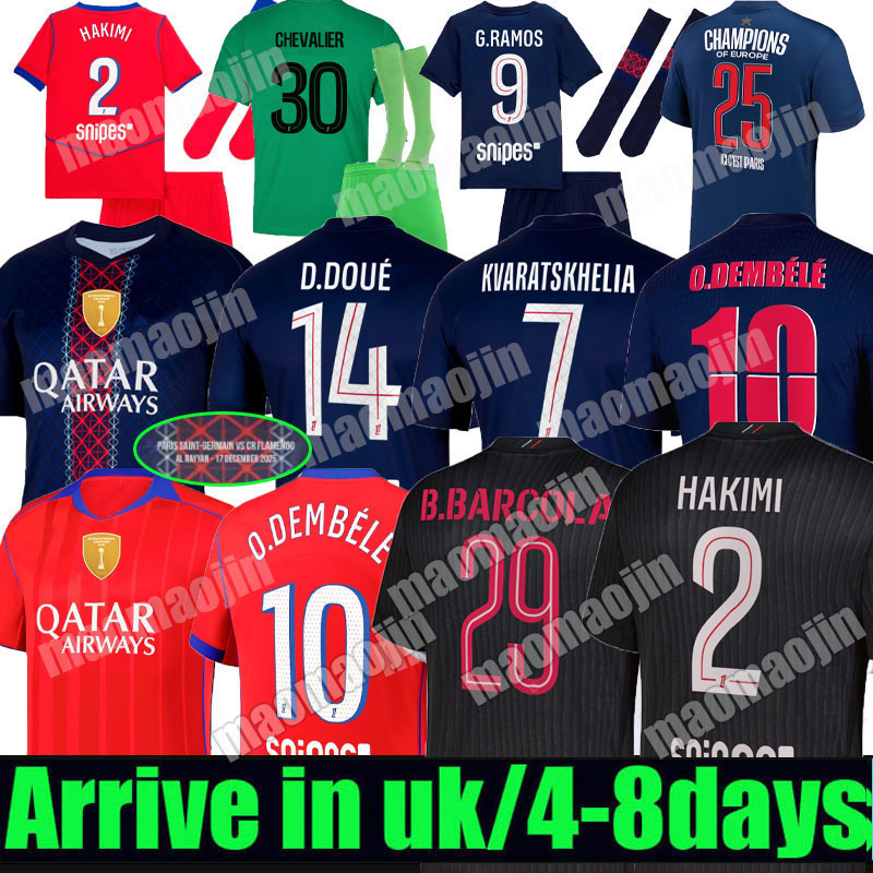 2025 2026 maillot de foot Kvaratskhelia soccer jerseys CHEVALIER JOAO NEVES HAKIMI football shirtS 25 26 Fourth BARCOLA Zaire-Emery O.Dembele PARIS final PSGES D.Doue