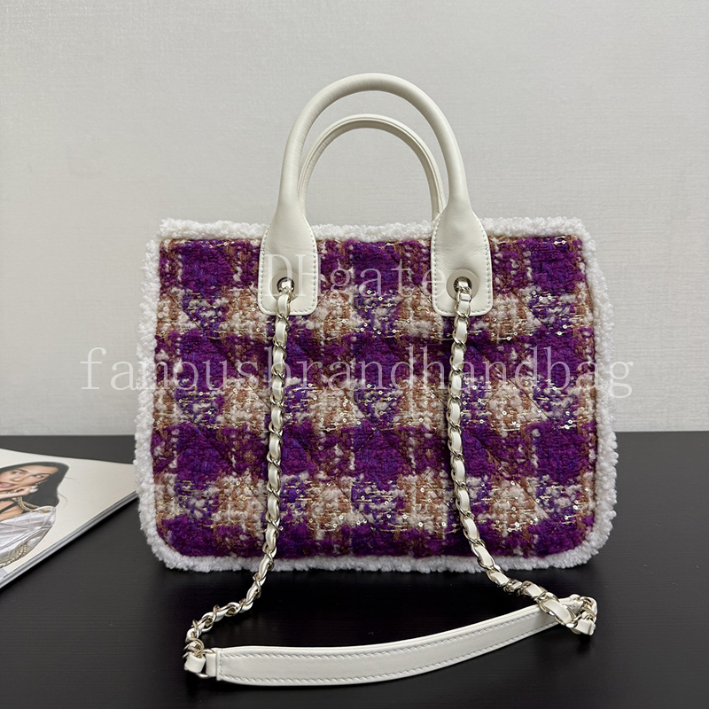 Master quality Winter Ski Collection Tote Bag Tweed Small Shopping Bag Designer Shoulder Bag Women Crossbody bag With Box 25NAS5688A