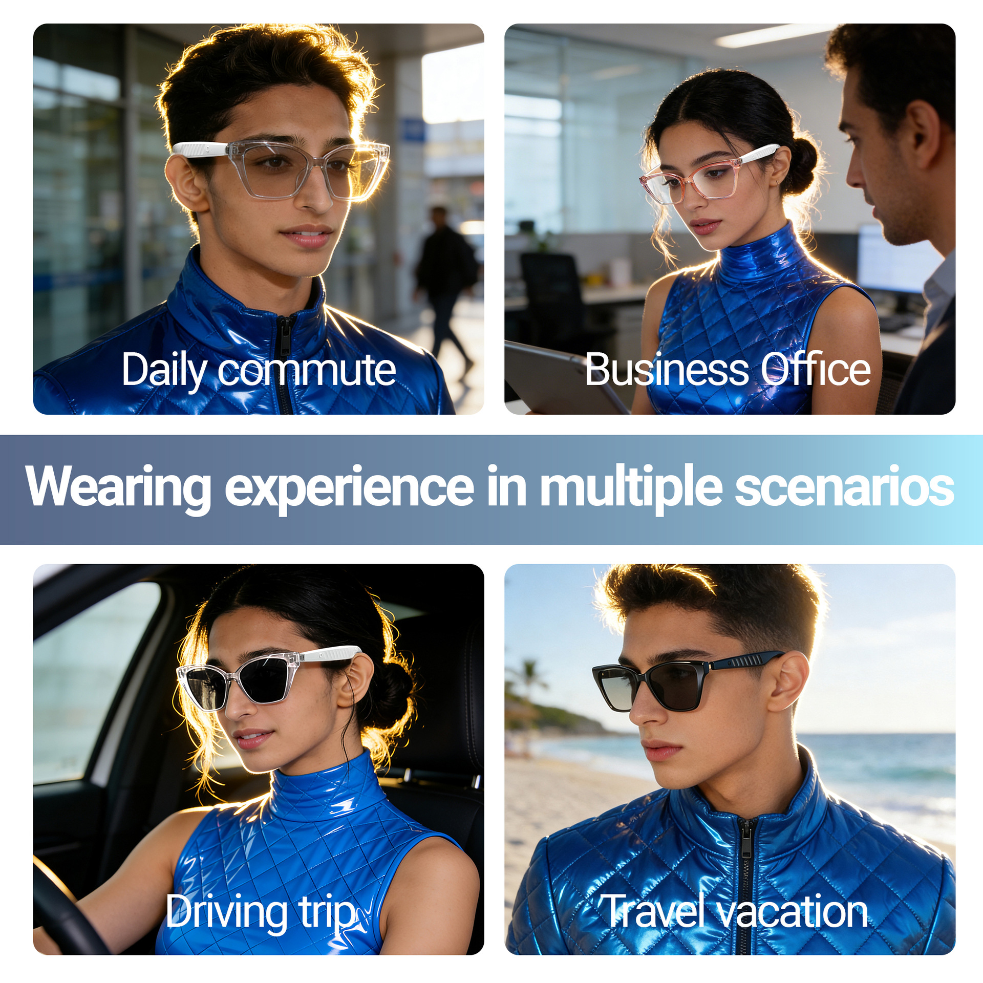 New AI Translation Bluetooth Anti Blue Light Glasses Real time Translation in Over 100 Languages Smart Glasses for Music Listening and Calls