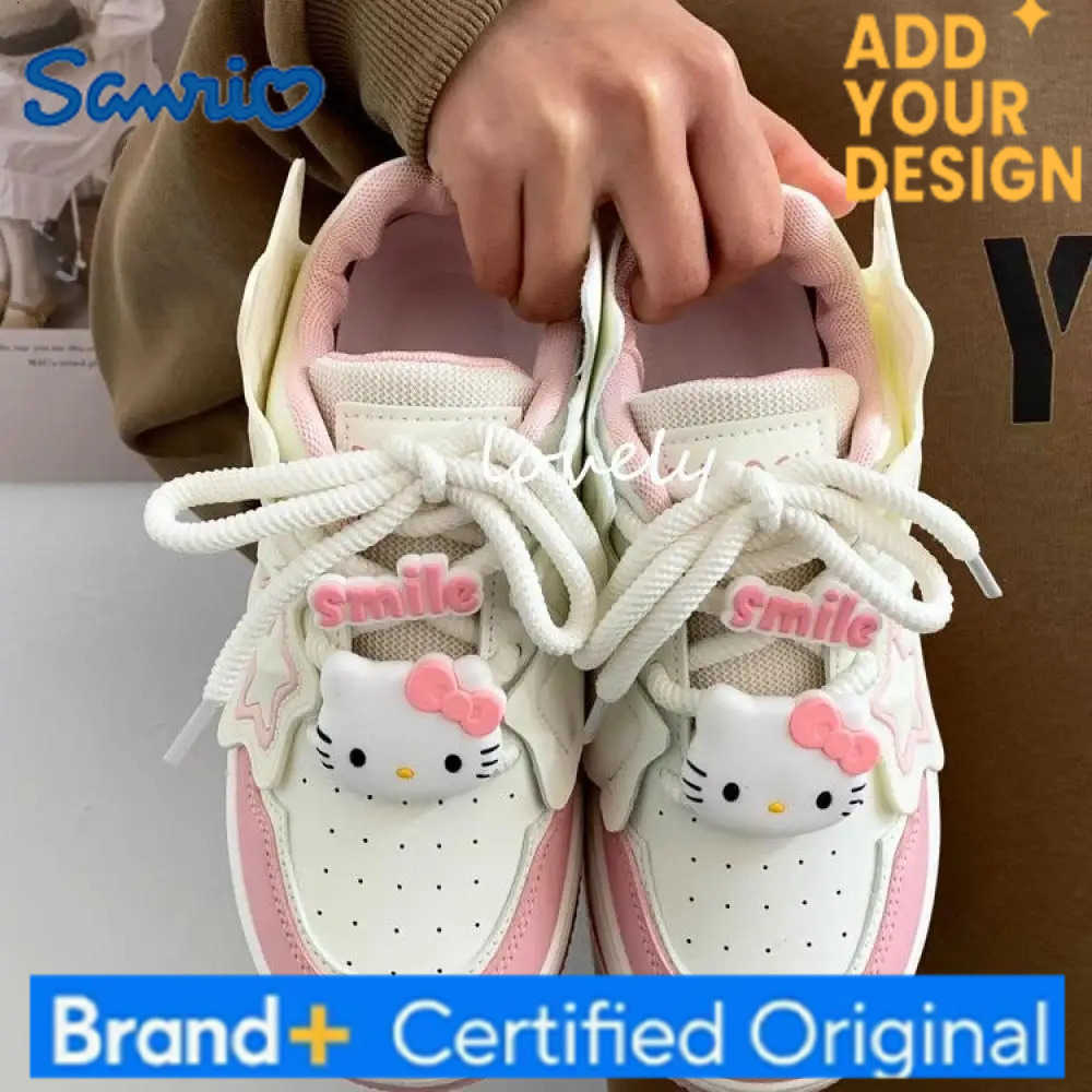 Sanrio Anime Female Sneakers Hello Kitty Sports Shoes Cartoon Cute Spring Autumn Versatile Thick Bottom Rise Leisure Board Shoes Girls H251223