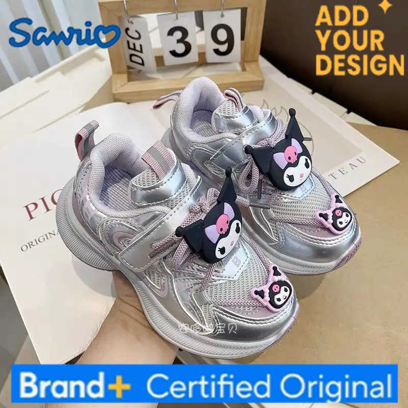Sanrio Kuromi Sneakers Girl Autumn Winter Mesh Surface Ventilate Child Anti-Slippery Kawaii Anime Cartoon Fashion Casual Shoes H251223