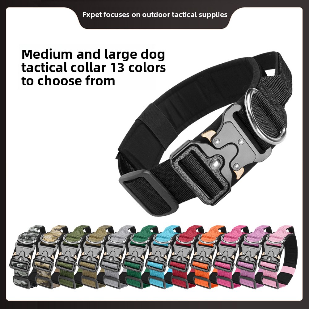 Durable Nylon Adjustable Pet Dog Collar with Pull Resistant Design & Handled Grip for Effective Training Sessions