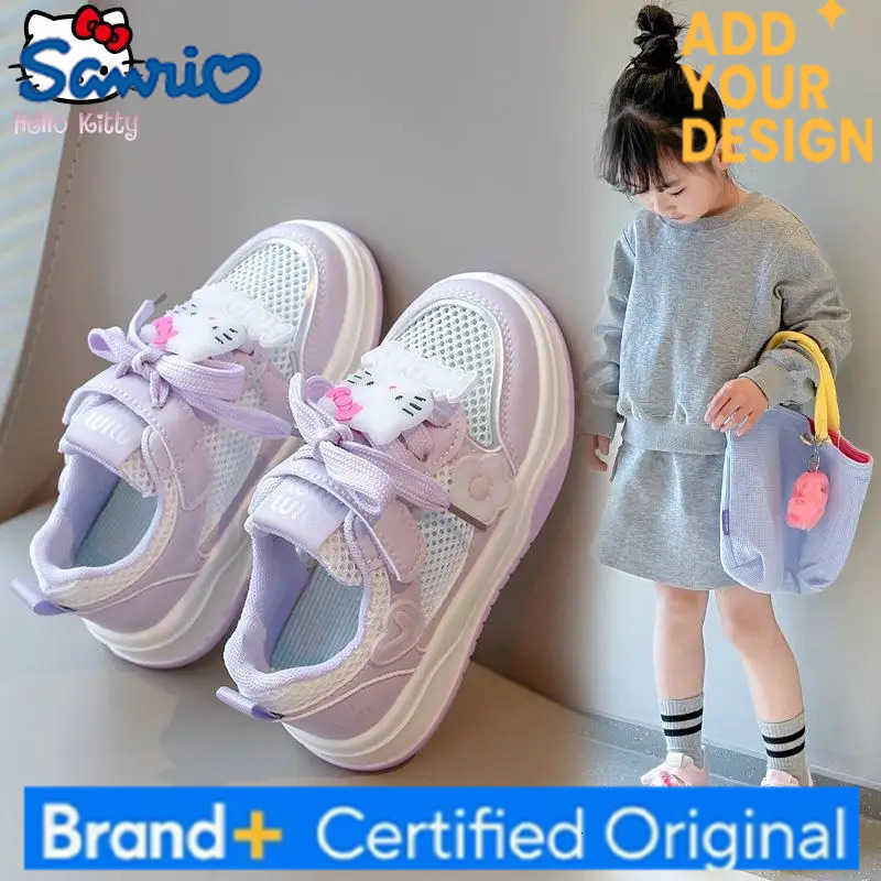 Sanrio Hello Kitty Girls Anime Sneakers Summer New Kids Cartoon Kawaii Mesh Breathable Board Shoes Fashion Sweet Casual Shoes H251223