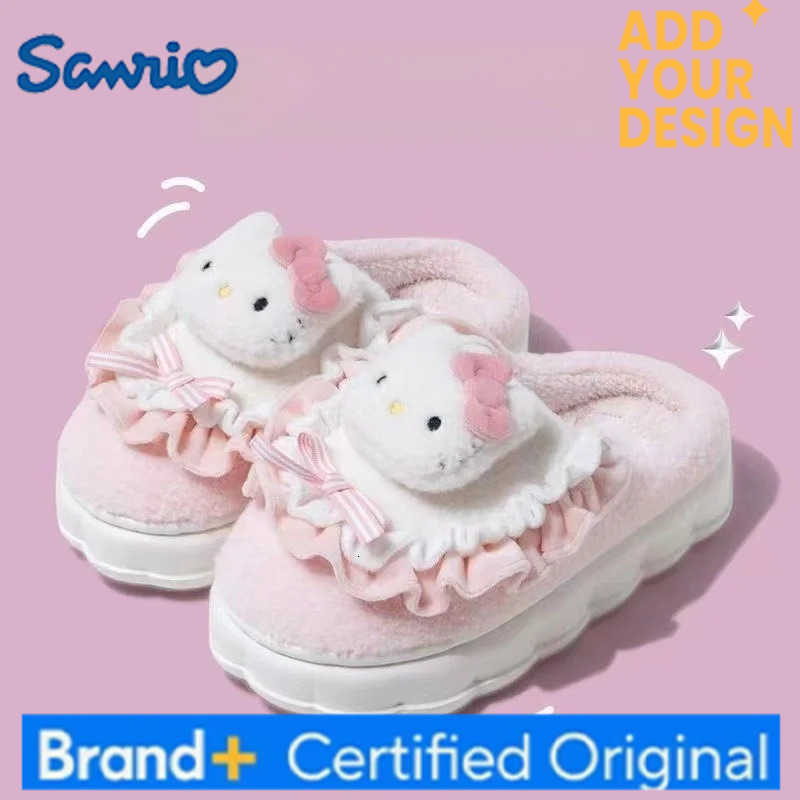 Sanrio Kids Slippers House Shoes Cartoon Cinnamoroll Winter Shoes For Girls Warm Anti-slip Soft Bottom Pink Blue Shoes Size 36-41 H251223