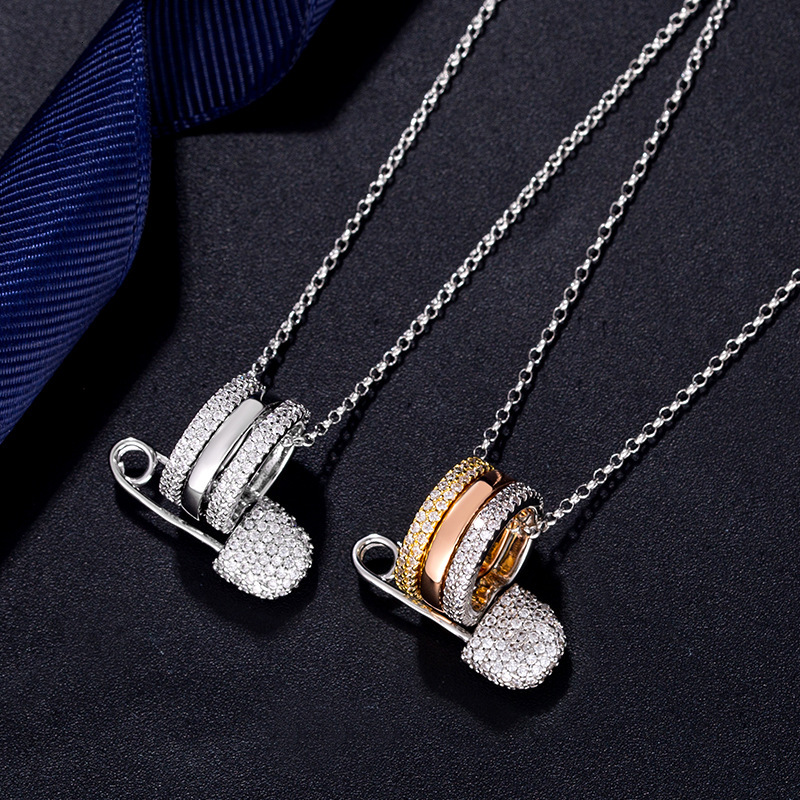 Ladies' necklace with European and American cross-border fully inlaid pendant necklace, surrounded by bows, light and luxurious, high-end and exquisite elegance