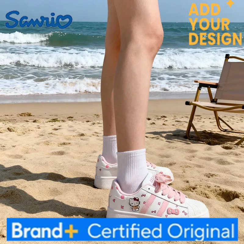 Sanrio KidsCasual Shoes Sneakers Cartoon Hello Kitty PU Leather For Girls Printed Anti-slip Breathable Blue Pink Shoes Size 26-37 H251223