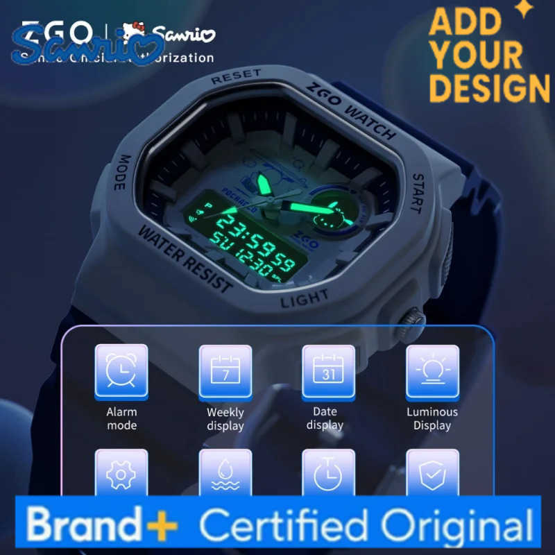 Sanrio Pochacco Boys Kids Watch Dual Display Sports Digital Watch Waterproof Chronograph Electronic Watch 810 H251223