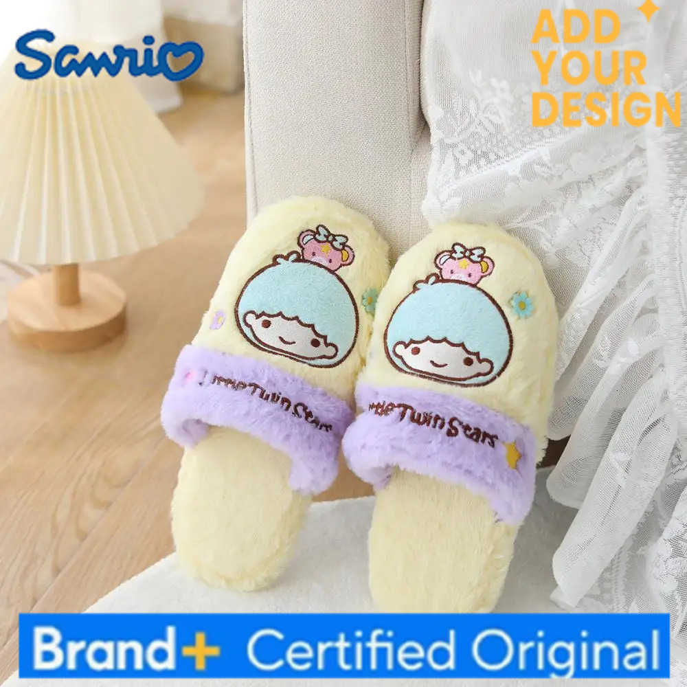 Sanrio Cute Female Kuromi Plush Slippers Anime My Melody Keep Warm Kawaii Cinnamoroll Cartoon Thicken Indoor Anti-Slip Home Slippers H251223