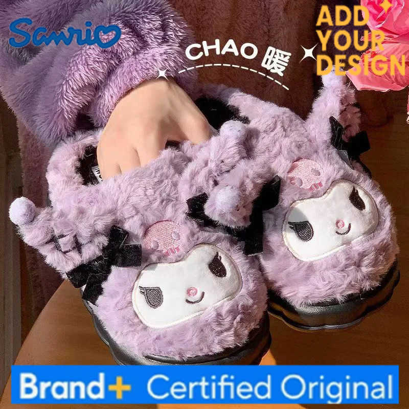 Sanrio cute Slippers Cartoon Hello Kitty My Melody Kuromi Cinnamoroll Autumn and Winter Warm Cotton Soft Home Shoes Holiday Gifts H251223