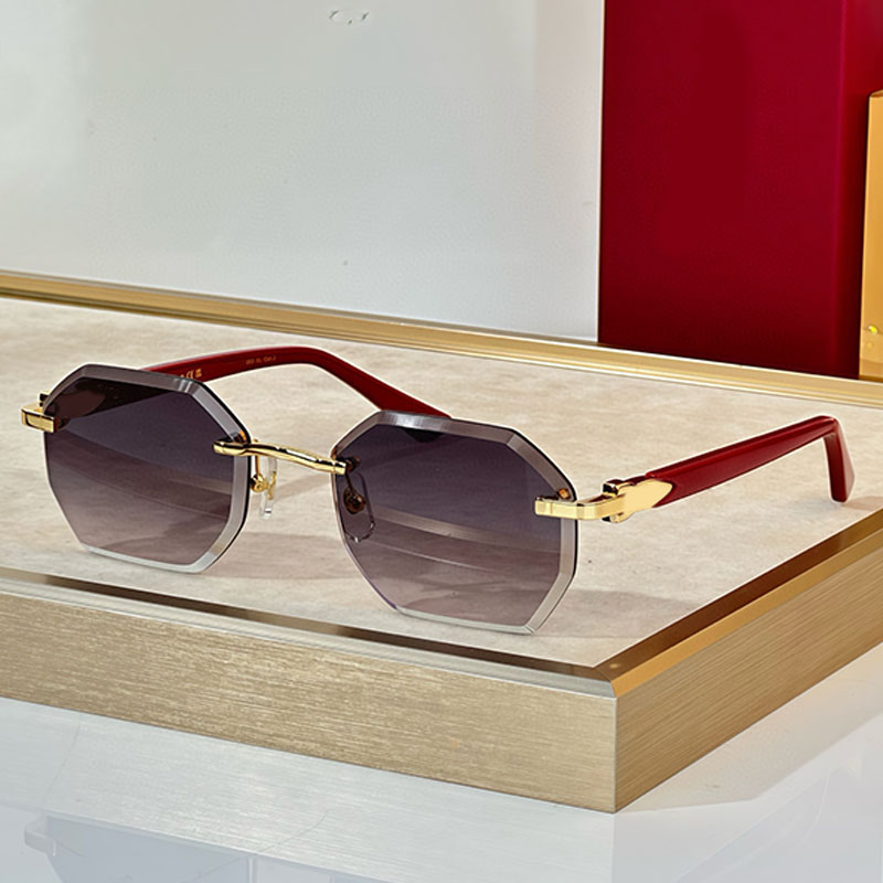 Luxury Polygonal Sunglasses 0439S Womens Mens Frameless Diamond Crystal Cut Edges Sunglasses Unique Photochromic Lens Kenses Top Quality Sunglasses With Box