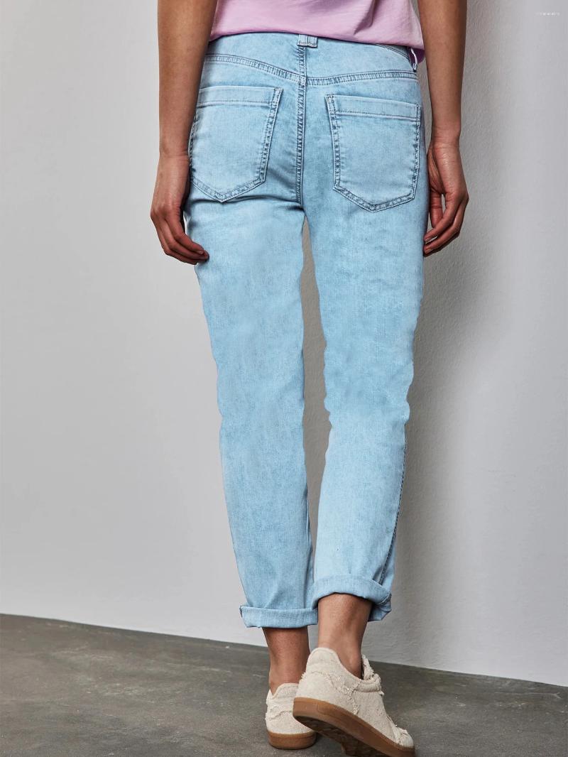 Women's Jeans 2025 Autumn Washed Light Blue Series Comfortable Nine-point Cuff Personality Casual All-match Kuan Z260313