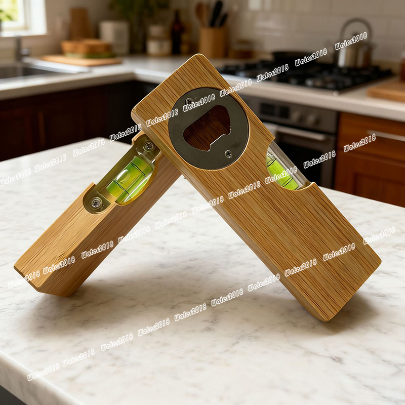 Wooden Bottle Opener Spirit Level With Opener Function 2 in 1 Bottle Opener For Kitchen Construction Bar 15 x 4.8*2CM