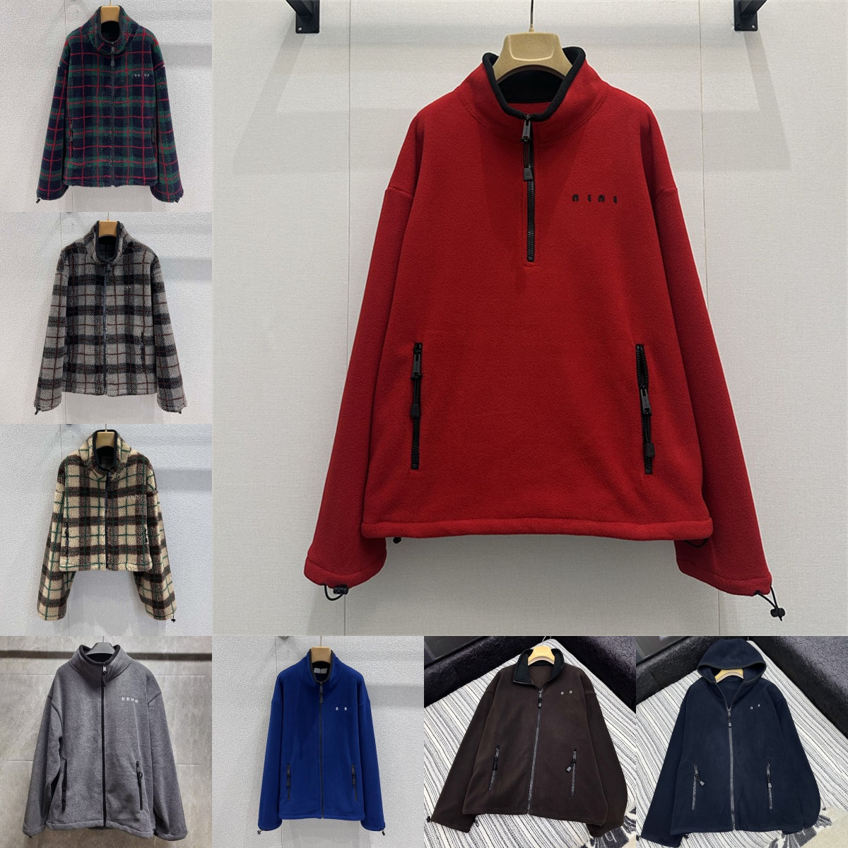 Red Half Zipper Fleece Hoodie Sweatshirt For Women Designer Letter Embroidered Jumpers Winter Spring Casual Holiday Hooded Coat