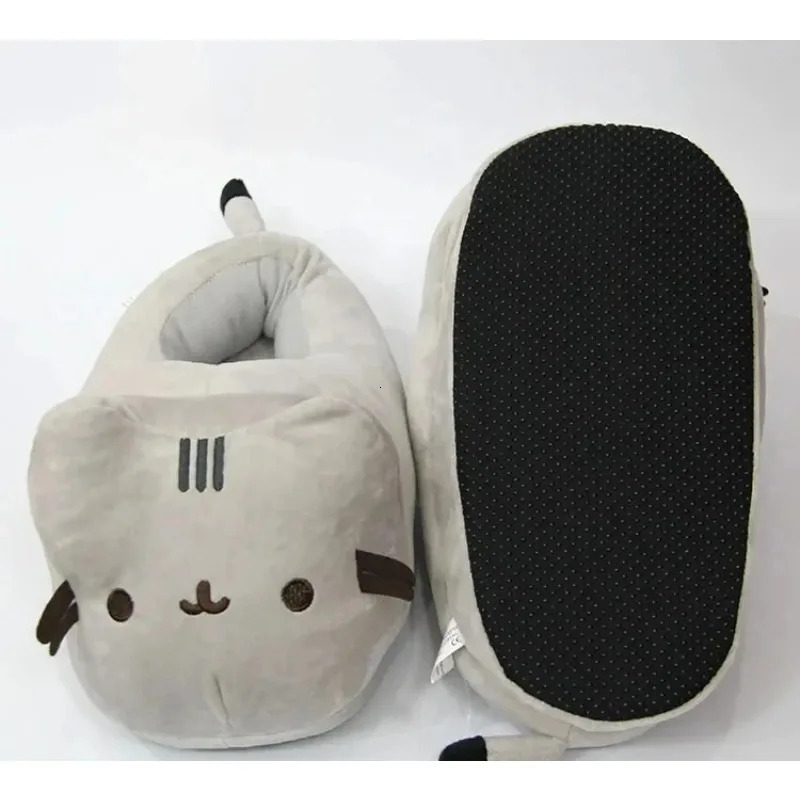 Cartoon Full Covered Cat Slippers Warm Winter Slides Soft Plush Doll Indoor Cute Anime Bedroom Shoes For Man Woman Home Use251218ww