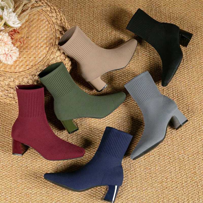 Womens Boots 2025 New Fashion Pointed Soft Knitted Casual Comfortable Shoes heel height 45cm T251223