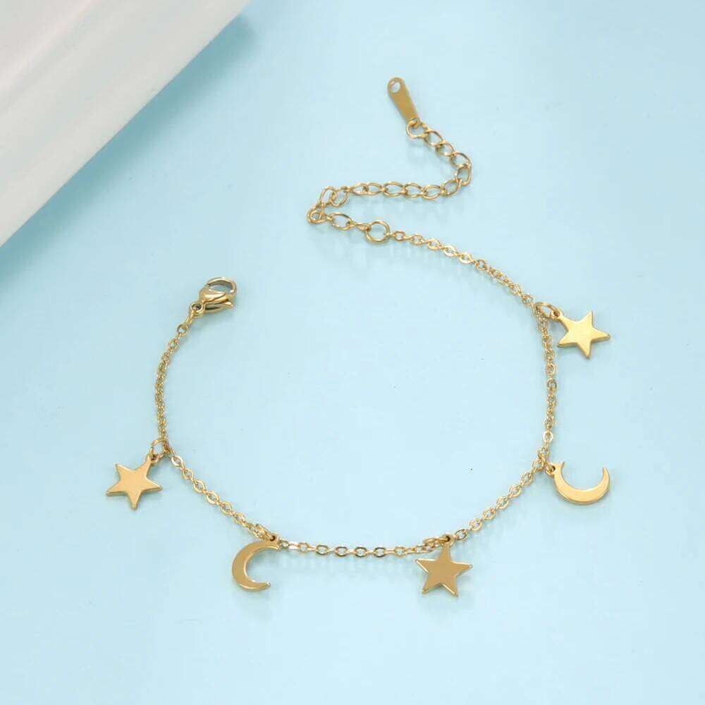 Skyrim Bohemia Heart Crystal Leg Ankle Bracelet Gold Color Stainless Steel Beach Foot Chain Anklet Jewelry Gift for Women Girls 25H1223